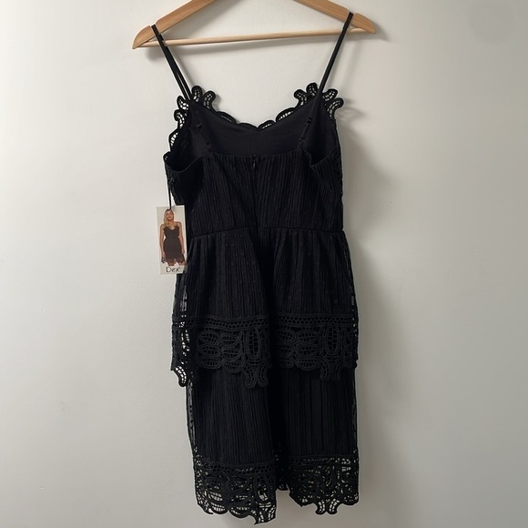 NWT Dex Black Tiered Lace polka dot mini Dress spaghetti straps size XS - Picture 4 of 11